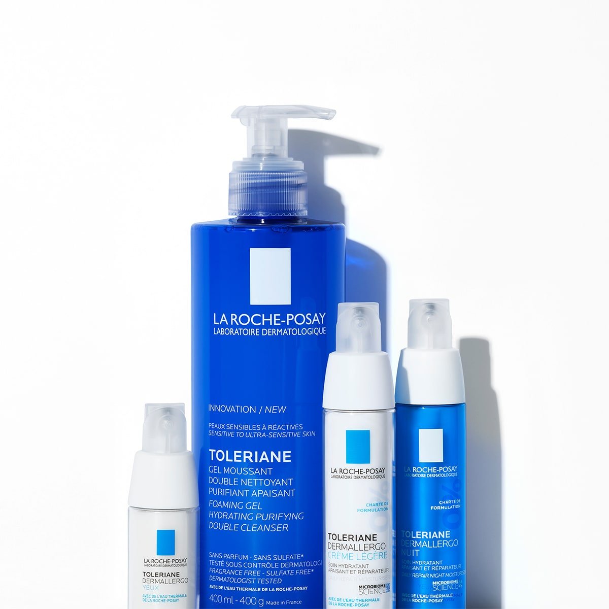 Lrp Toleriane Foam in gel Hydrating Purifying Double Cleanser Routine Dermallergo all